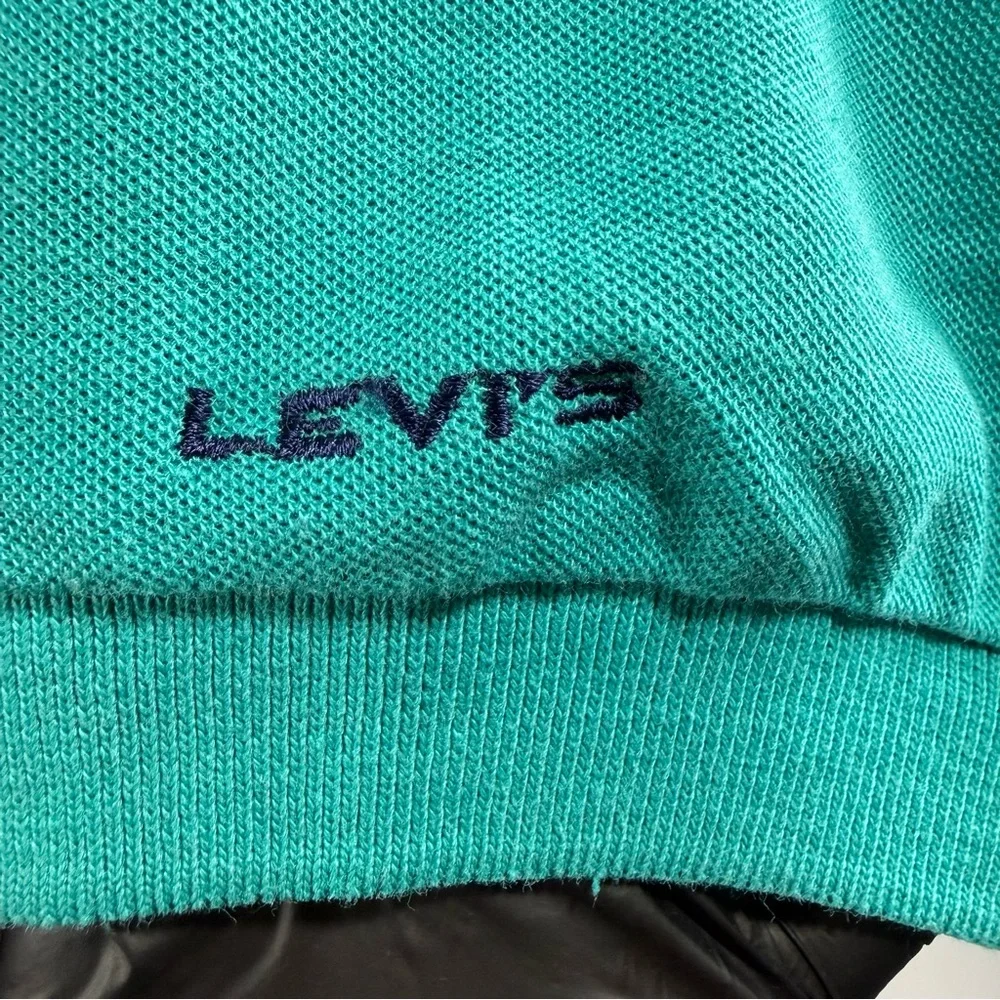 Vintage Oversized Levi's Teal Knit Short Sleeve Polo Shirt Size XL Extra Large